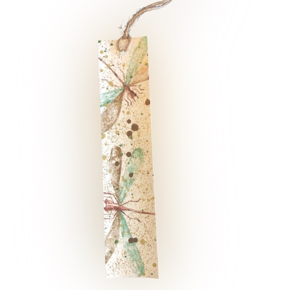 Set of 2 Hand-Painted Damselfly Bookmarks - Watercolor & Metallic Art - Picture 2 of 2